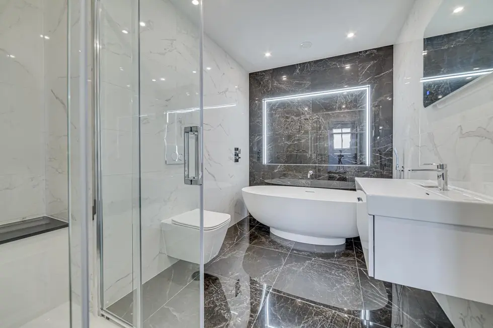 Range of bathrooms from the Carnegie Apartments