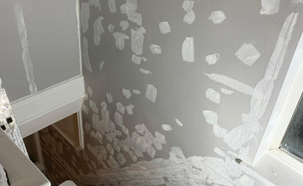 Walls filled and prepped for decorating