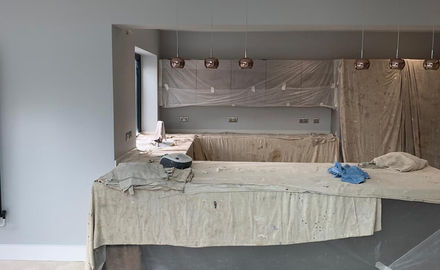 Kitchen walls being painted grey