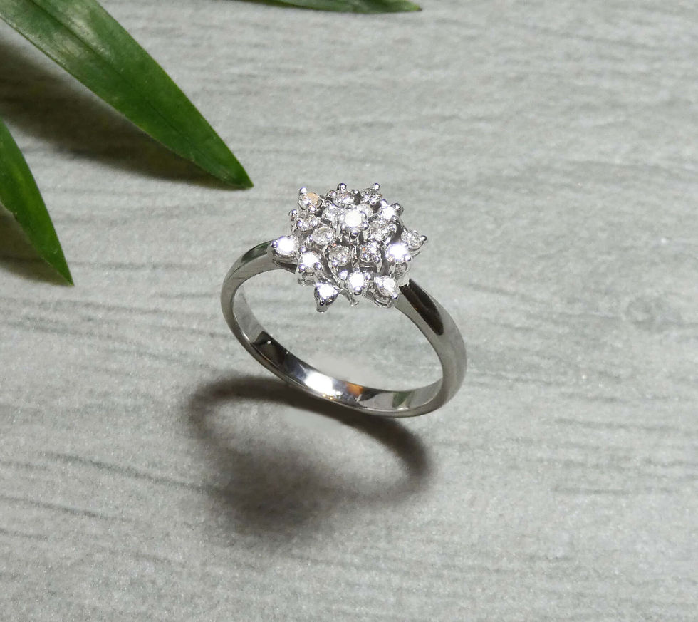 Flower Shape Diamond Cluster Engagement Ring