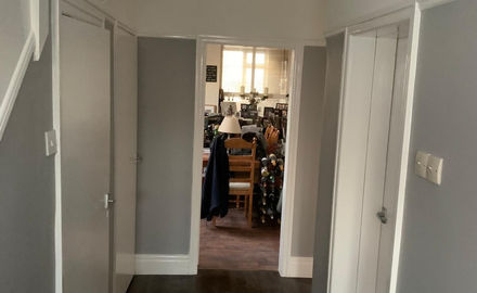 Hallway with freshly painted walls