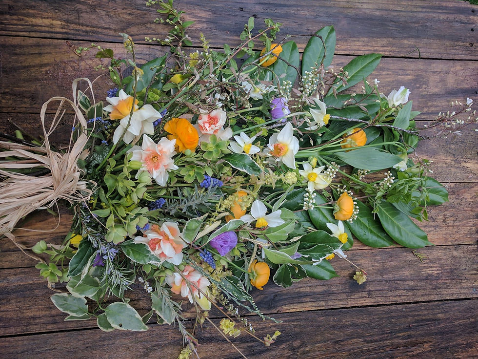 Thumbnail: blue, yellow & orange funeral sheaf