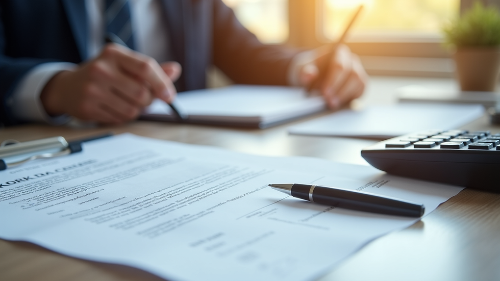 Close-up view of a Sydney real estate agent’s desk with contract and calculator