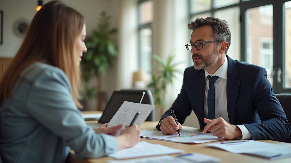 Eye-level view of a real estate agent discussing property details with a client