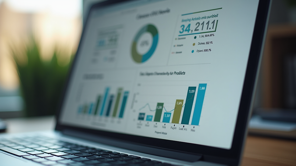 Close-up view of a laptop screen showing real estate marketing analytics