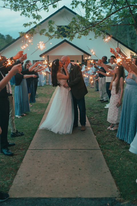 Bride and Groom Sparkler Send Off at the Burch on twenty seven wedding venue in Harris Couty Georgia near atlanta ga, wedding venue near columbus, ga , wedding venue near lagrange ga, wedding venue near phenix city alabama