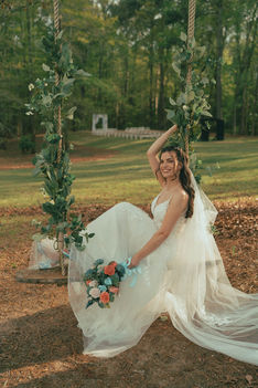 Bride on Bridal Swing at the Burch on twenty seven wedding venue in Harris Couty Georgia near atlanta ga, wedding venue near columbus, ga , wedding venue near lagrange ga, wedding venue near phenix city alabama