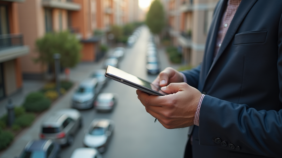 High angle view of a property manager coordinating with vendors using a tablet