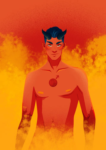 Devil's Card — Astro Tarot by Anju Draw, freelance illustrator