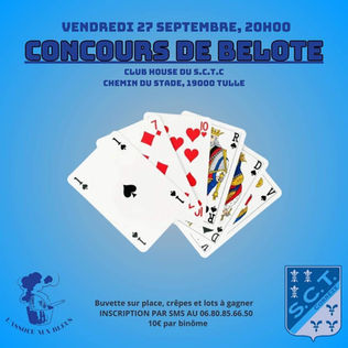 CONCOURS DE BELOTE DU SCTC LE 27/09/24 À 20H