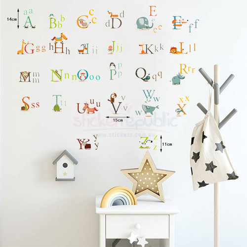 Alphabet Letter Wall Sticker 26 Alphabet Letters Animal Wall Decal