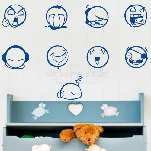 Funny Face Expressions Wall Decals