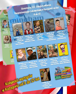 Kolejność występów w kategorii od lat 9 do 15 - III Edycja Konkursu Recytatorskiego Lokomotywy!