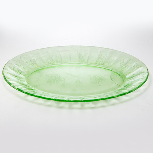 Green Depression Glass Plate Outside The Box