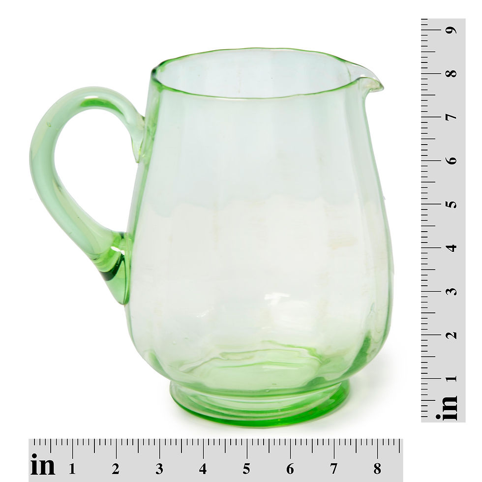 Miniatura: 1920’s Whitefriars England Depression Striated Green Glass Pitcher