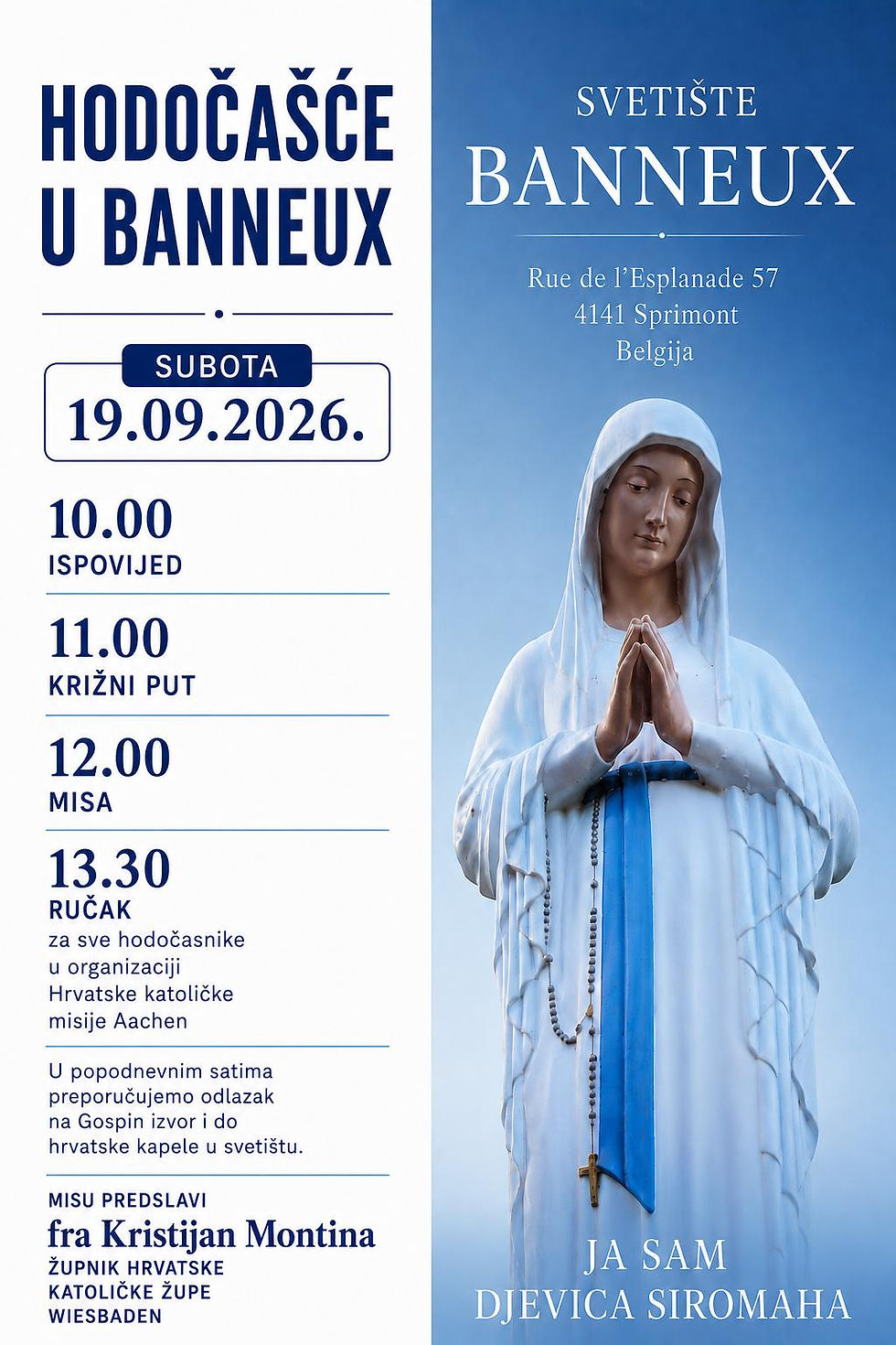Hodočašće u Banneux 19.09.2026.