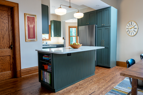 "1890s kitchen remodel in Brookfield IL with island and breakfast room"