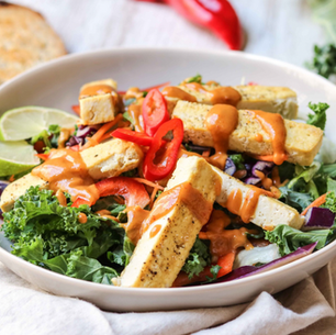 Kale Tofu Salad with Peanut Dressing