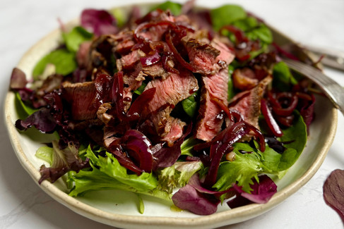 Steak salad on a plate 