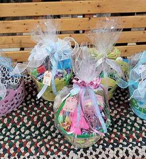 Multiple colorful baskets