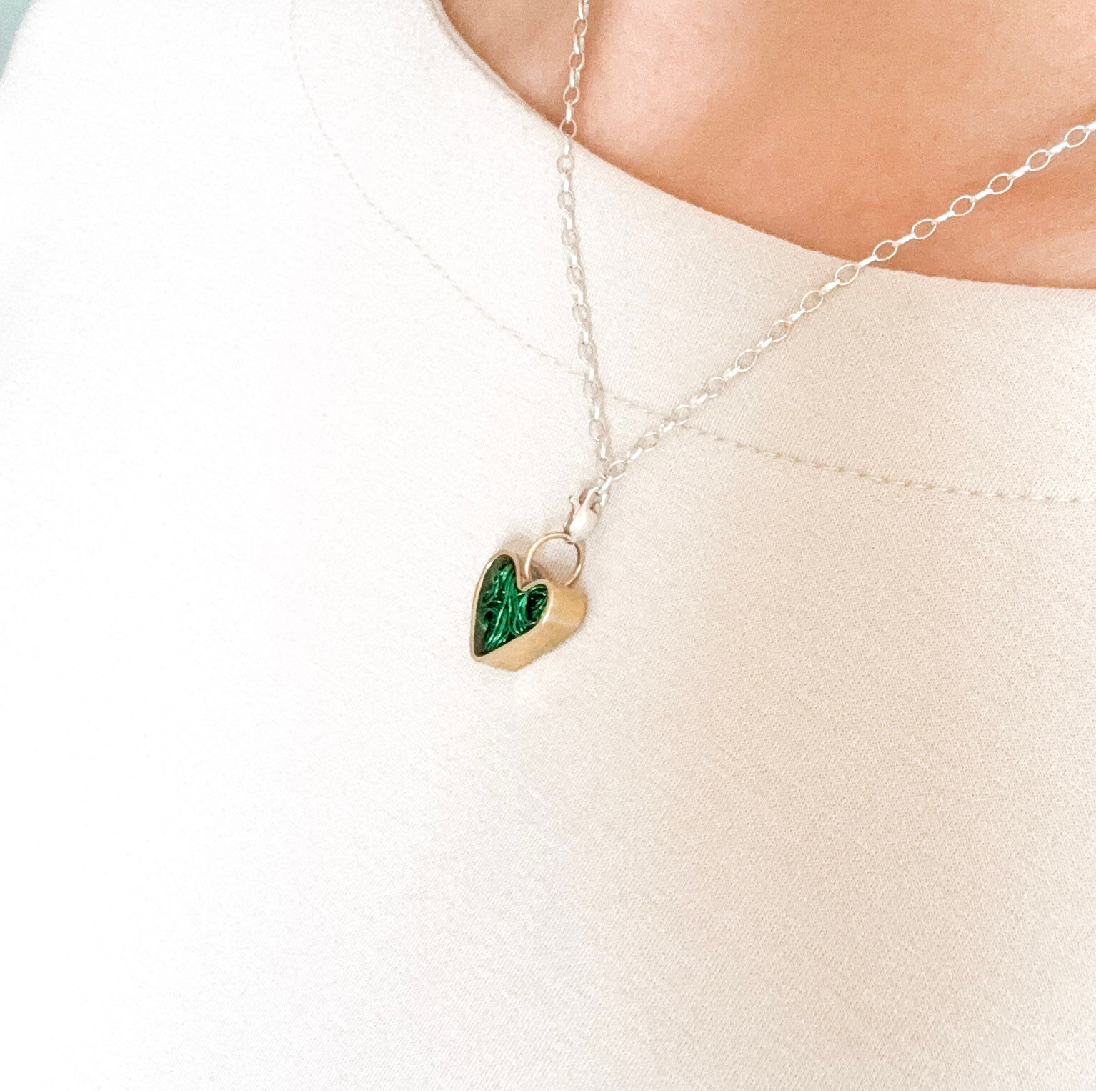 Prema Midi Kalp Charm - Yeşil Pirinç