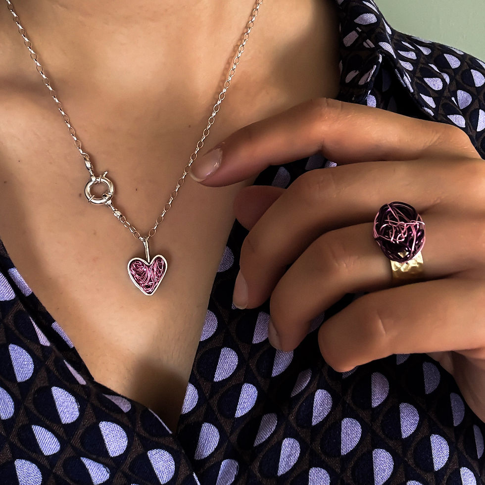 Küçük resim: Prema Midi Pembe Kalp - 925 Ayar Gümüş Charm