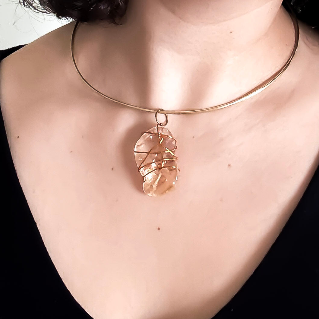 NiroChoker - Sitrin Taşlı Pirinç Kolye