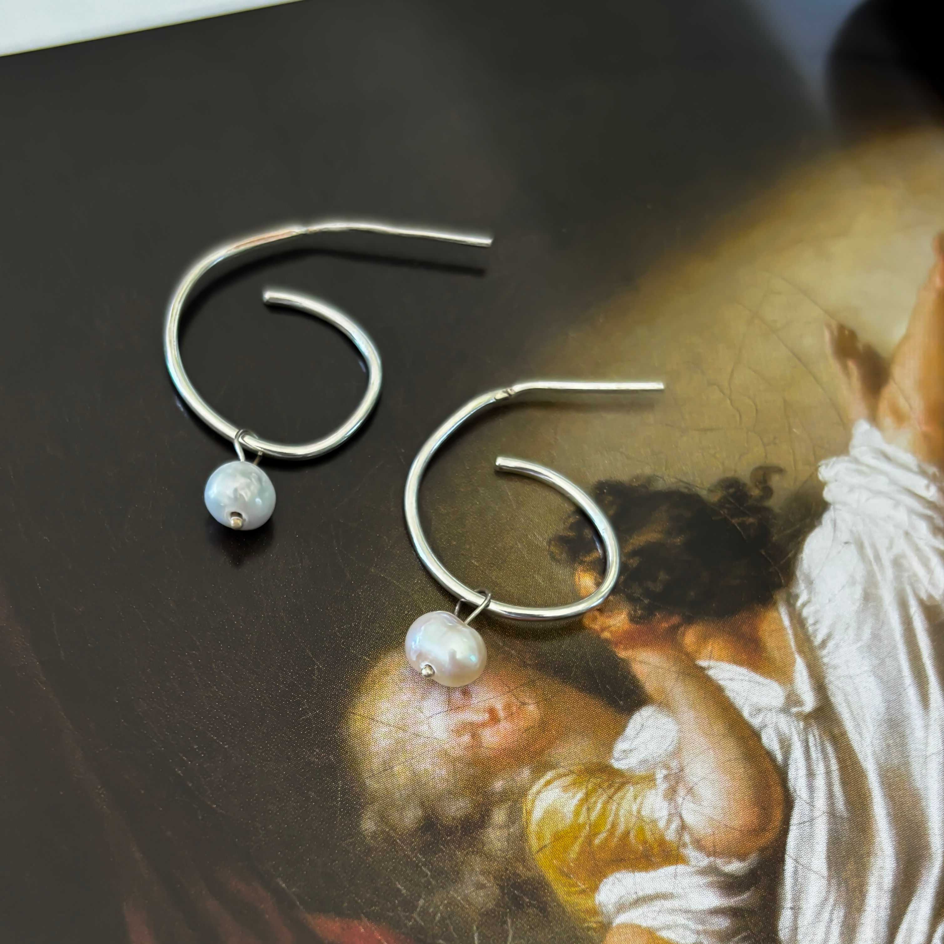 Shunya - İncili Halka Gümüş Küpe