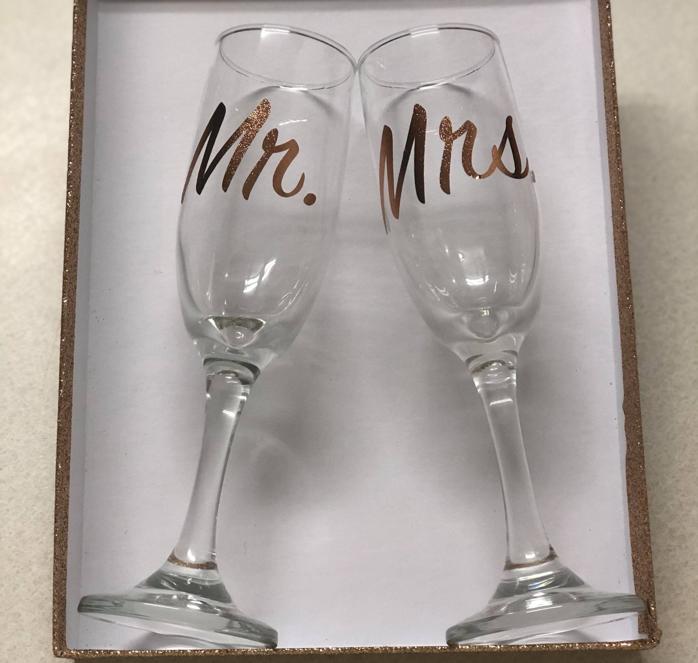 Mr. & Mrs. Champagne Glasses