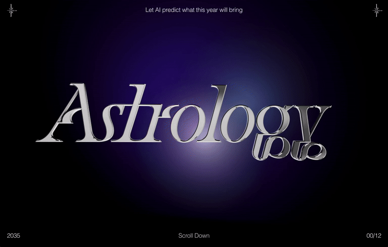 A screen capture of an astrology website, using predictive AI