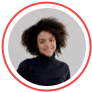 image of person in a circle facing the camera. There is a red circle round the image.
