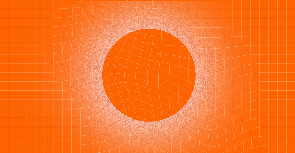 A circle against a distorted grid background