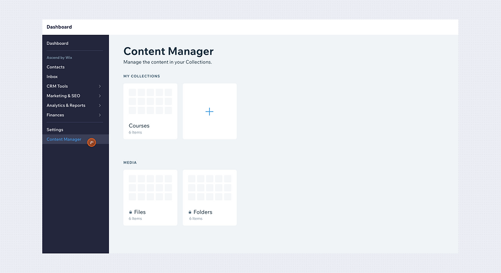 In the database, the new collection is shown under the Content Manager.