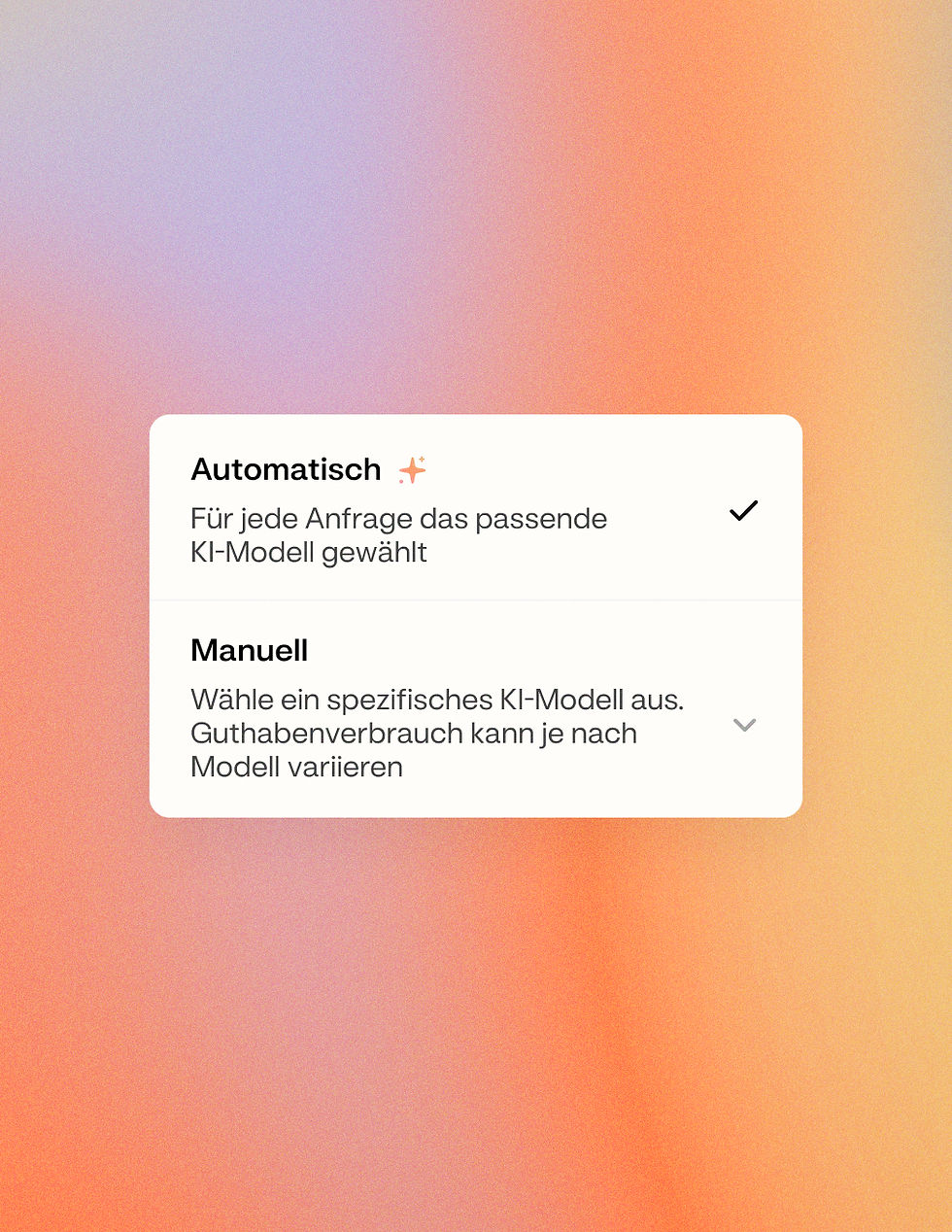 Einstellungsoberfläche von Base44 zeigt automatischen oder manuellen KI-Modus