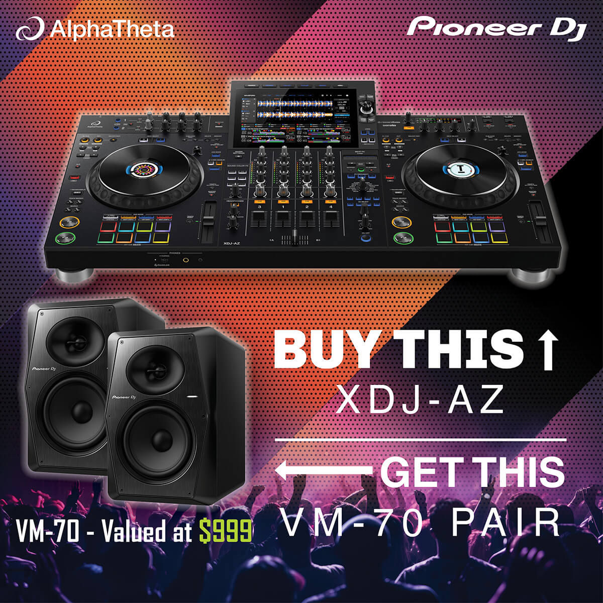 AlphaTheta XDJ-AZ Professional 4-Channel All-In-One DJ System for Rekordbox
