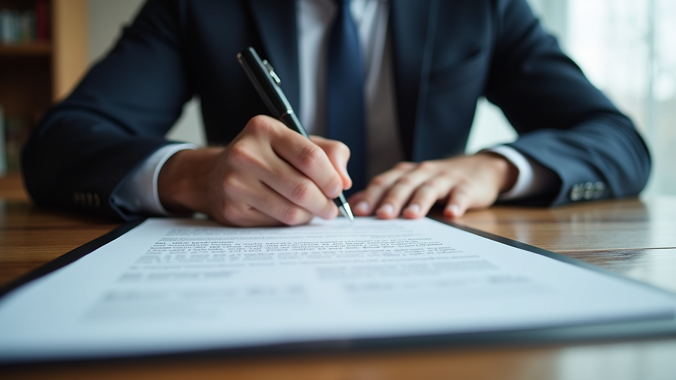 Close-up view of a bail bonds contract being signed
