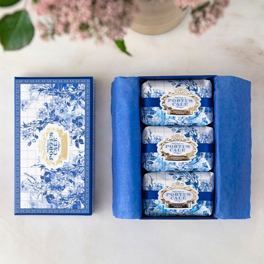 Ensemble de savon Portus Cale or et bleu