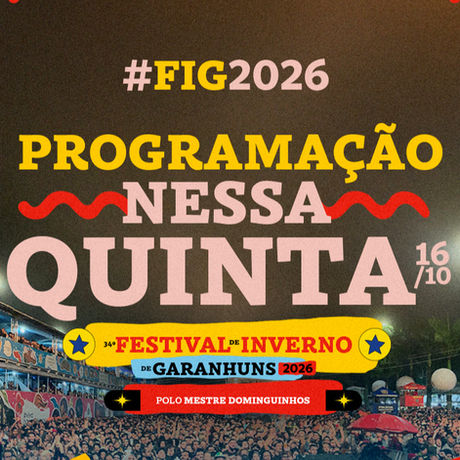 Programação do Palco Mestre Dominguinhos do FIG 2026 será revelada nesta quinta-feira (16) - Arte: Guia do FIG