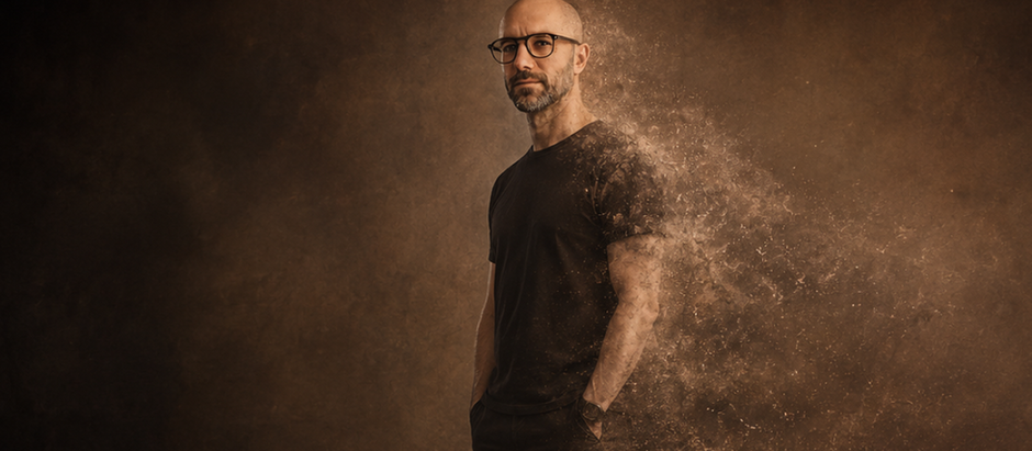 man fading away turning to dust