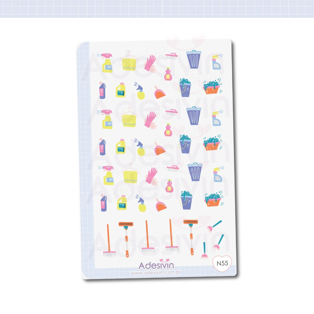N55 - Cartela de Adesivo Limpeza