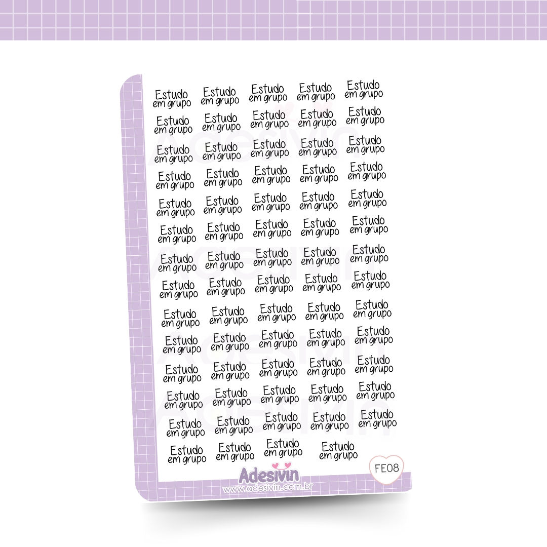 FE08 - Cartela Adesivo Funcional Estudo em Grupo