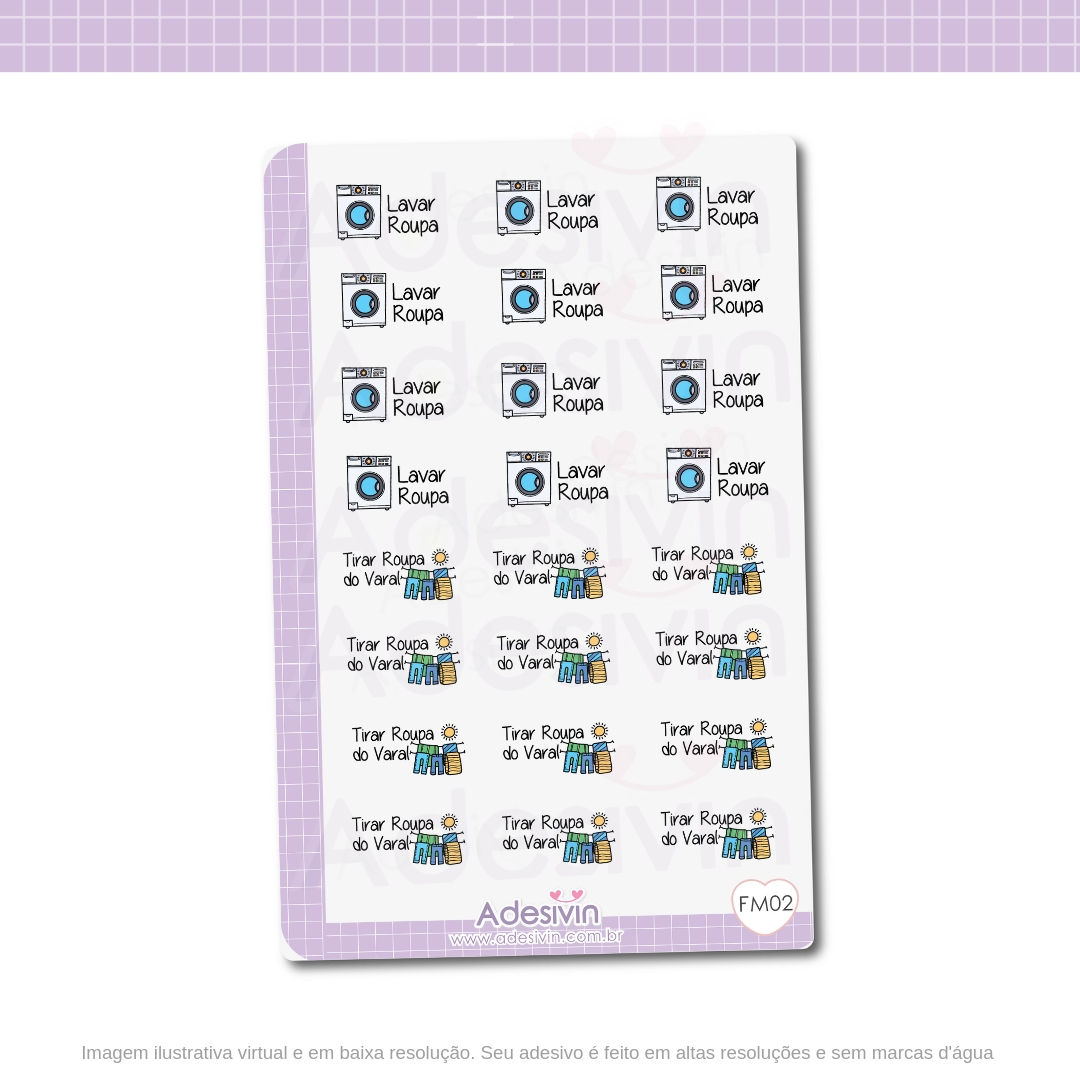 FM02 - Cartela Adesivo Lavar Roupa