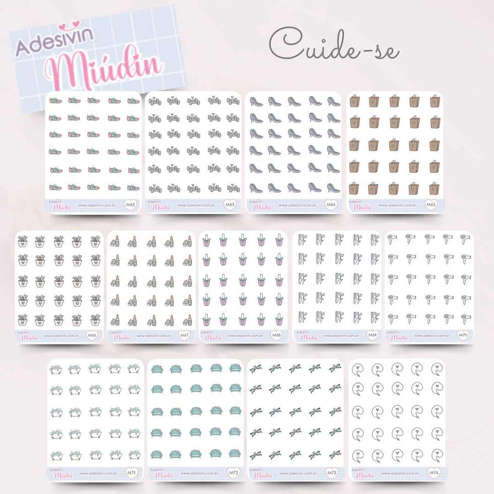 Miniatura:  Cartela 8,5x13 de Adesivo Tamanho Miúdin Papel Adesivo 