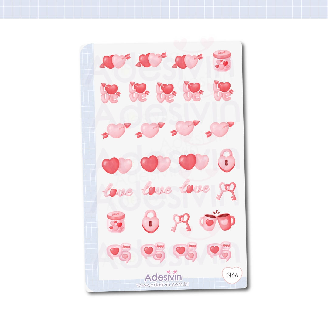 N66 - Cartela de Adesivo Love