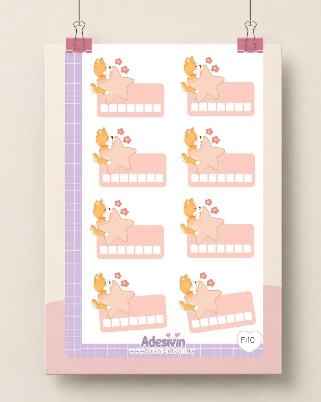 Fi10 - Cartela Adesivos - Dog Semana