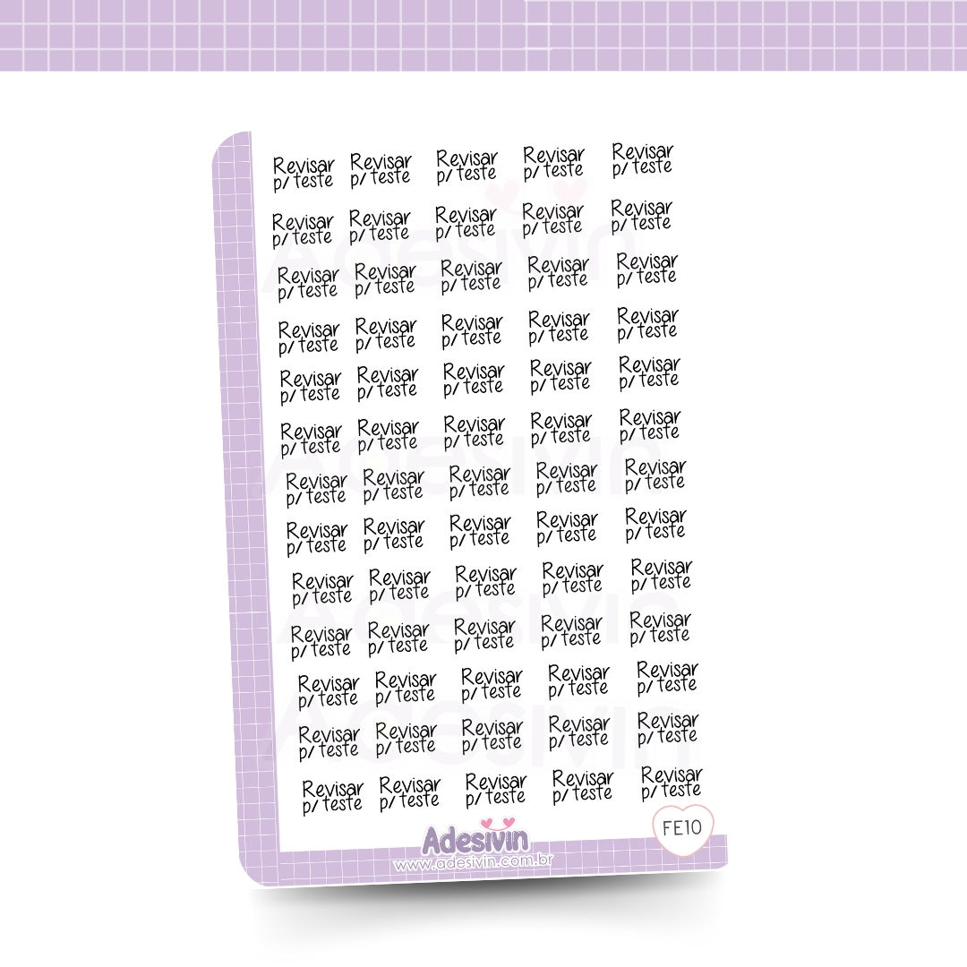 FE10 - Cartela Adesivo Funcional Revisar p/ Teste