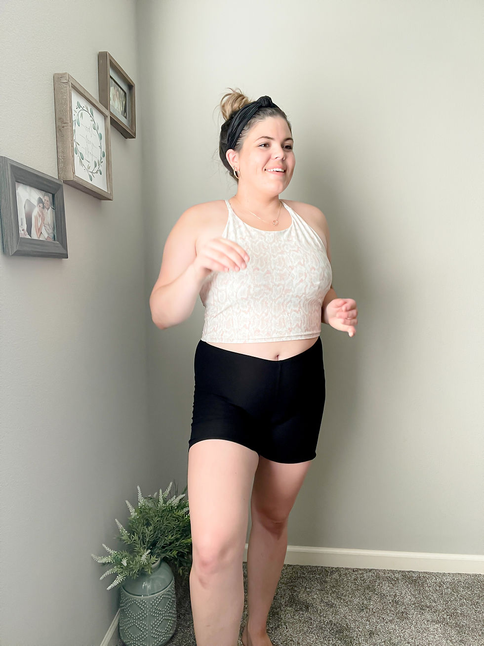 Biker shorts with crop top athletic look