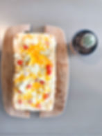 Chicken Alfredo Flatbread recipe. Flatbread from Aldi- aesthetic pizza picture, flatbread pizza, flatbread appetizer, easy appetizer, easy meal, affordable meal. With Small cactus on cutting board