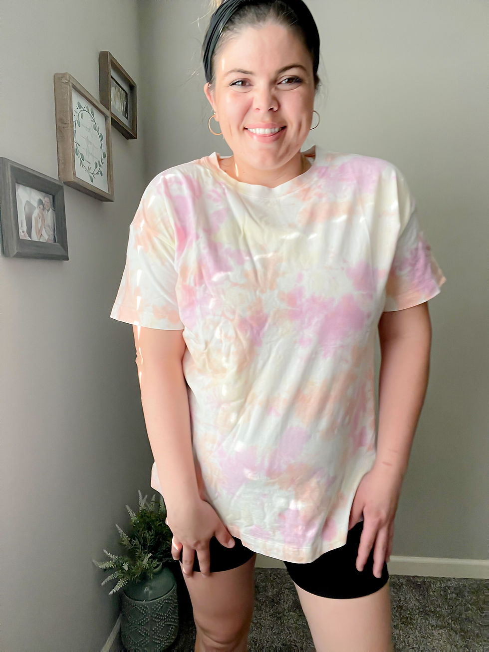 Biker shorts with graphic oversized tee tunic