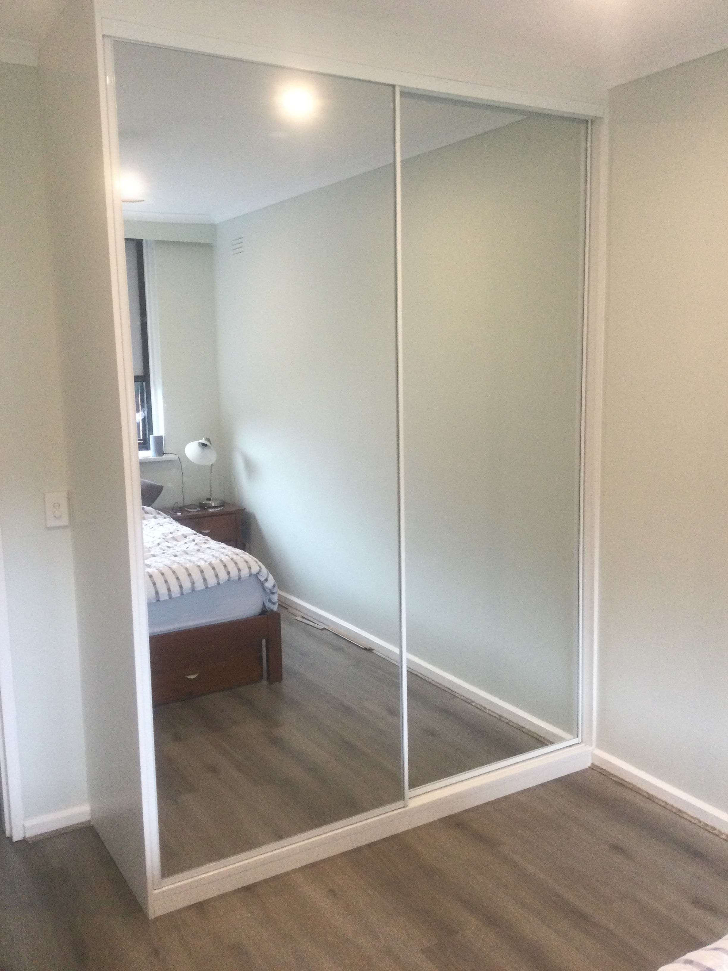 2 door framed mirror sliding wardrobe doors Melbourne